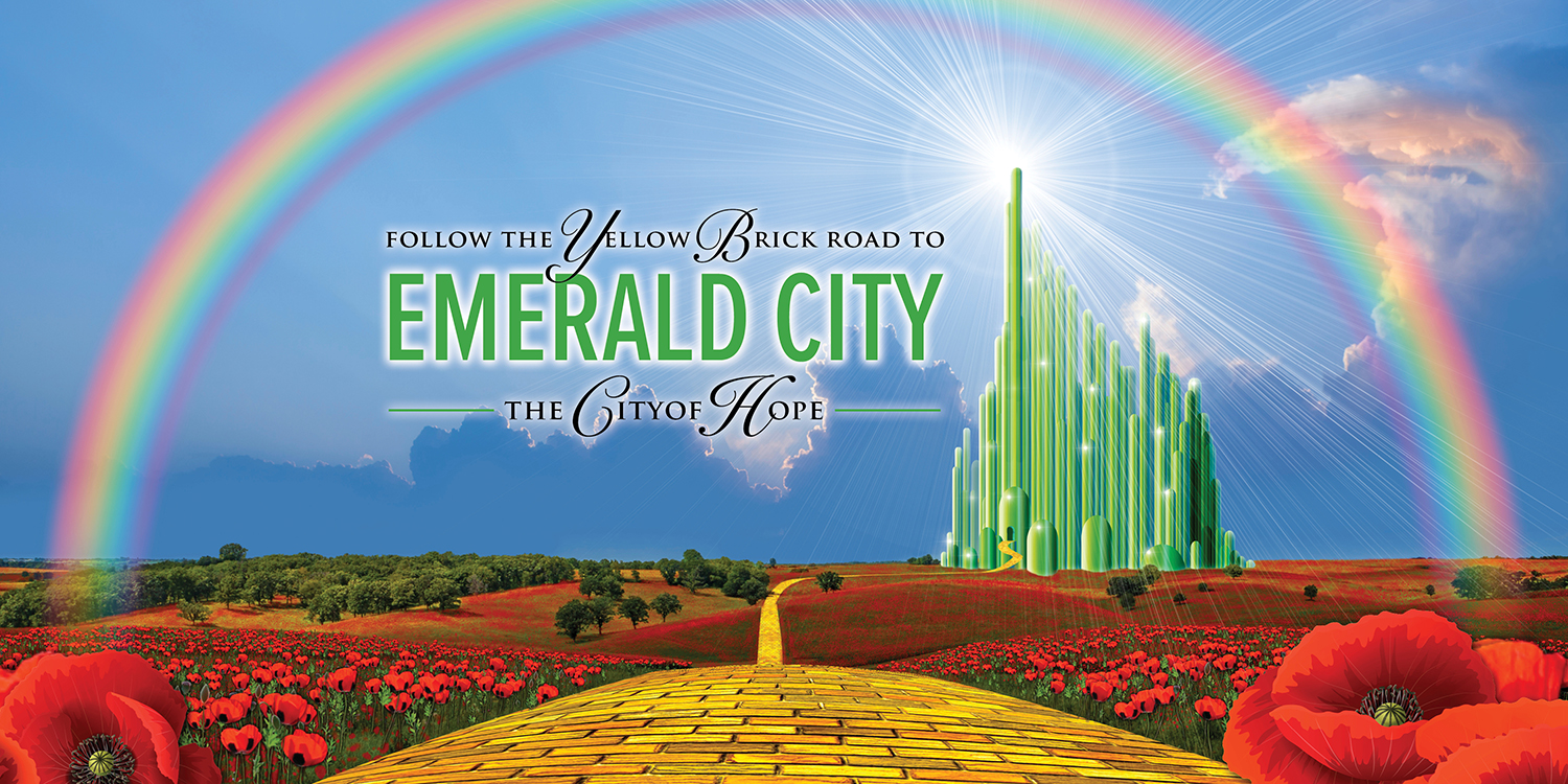 Photo of Emerald City with the Dining in the Dark Logo