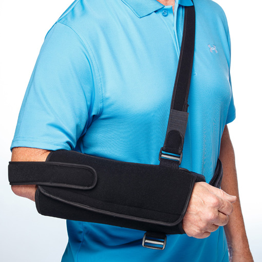 Man with arm brace on