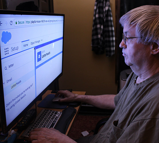 Man learning SalesForce