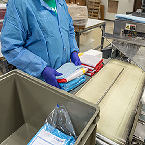 Woman packing a kit