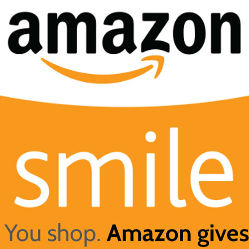 Amazon logo with the words Smile You shop. Amazon gives underneath.