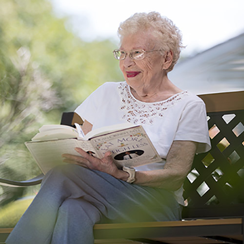 Senior citizen reading