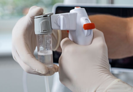 Closeup of hands using Ambu scope