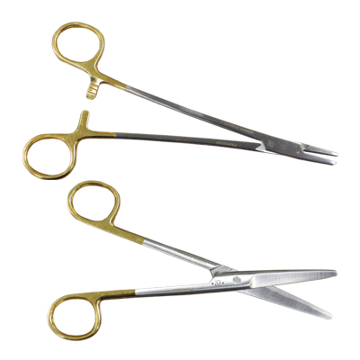 Surgical clamp and scissors